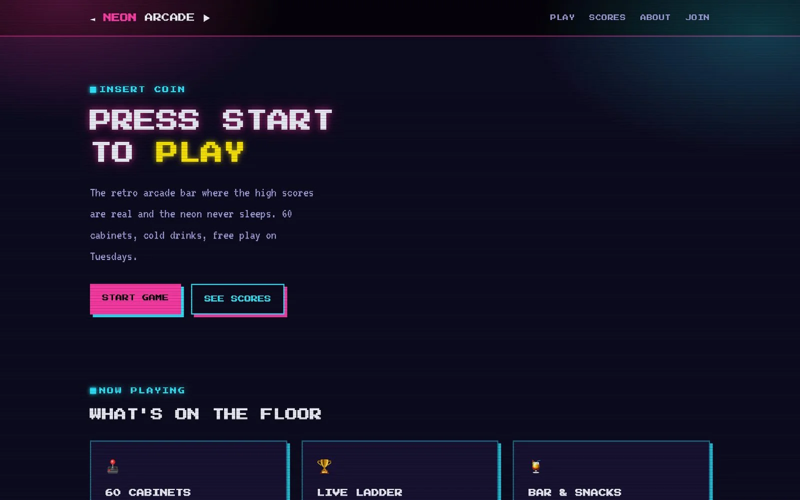 Arcade — Jeu vidéo rétro, néons et pixels